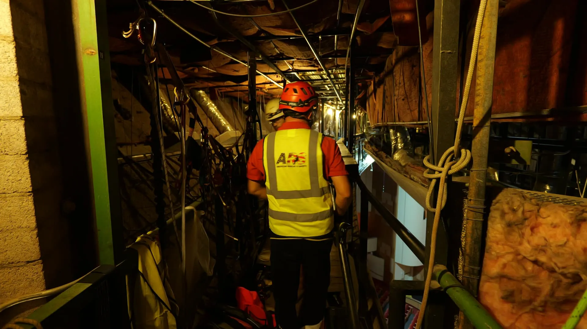 ARS technicians transiting an industrial catwalk during an industrial rope access project in Phoenix, AZ