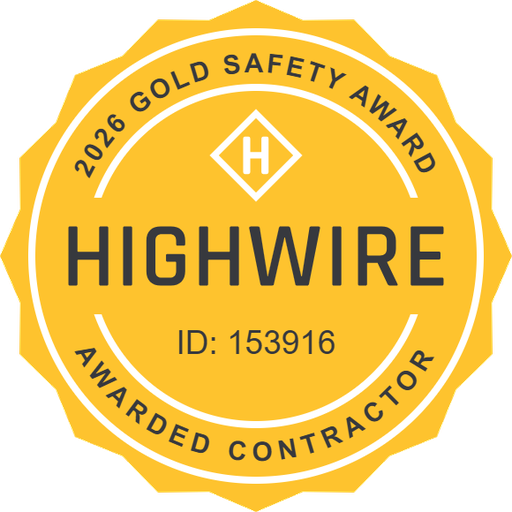 Highwire 2026 Gold Safety Award awarded contractor badge, ID 153916